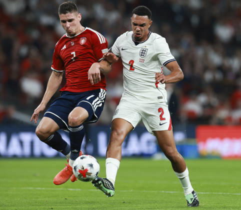 England v Czech Republic, UEFA Nations League, League A - Group 3 London, UK: England v Czech Republic, UEFA Nations League, League A - Group 3, Wembley Stadium. 6 October 2026 Photograph by Marc Aspland for The Times & The Sunday Times Trent Alexander-Arnold of England and JiA¿í Sláma Of Czech Republic  Copyright: xMarcxAsplandx NINTCHDBPICT001113838695