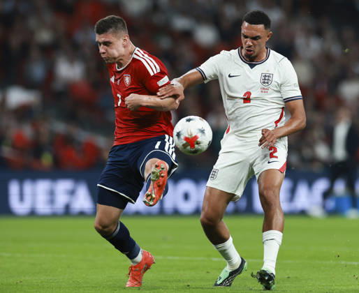 England v Czech Republic, UEFA Nations League, League A - Group 3 London, UK: England v Czech Republic, UEFA Nations League, League A - Group 3, Wembley Stadium. 6 October 2026 Photograph by Marc Aspland for The Times & The Sunday Times Trent Alexander-Arnold of England and JiA¿í Sláma Of Czech Republic  Copyright: xMarcxAsplandx NINTCHDBPICT001113838720