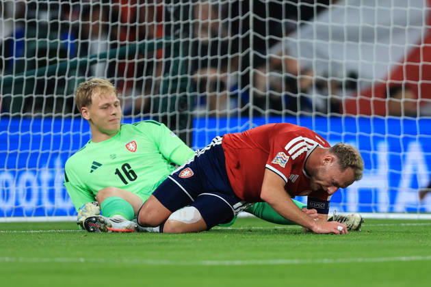 England v Czechia - UEFA Nations League 2026 27 Group A3 MD4 Stepan Chaloupek of Czechia reacts after scoring own goal past Lukas Hornicek goalkeeper of Czechia during the UEFA Nations League 2026 27 group phase match between England and Czechia at Wembley Stadium on October 6, 2026 in London, England. London Wembley Stadium England United Kingdom Copyright: xAllstarxPicturexLibraryxLtdx