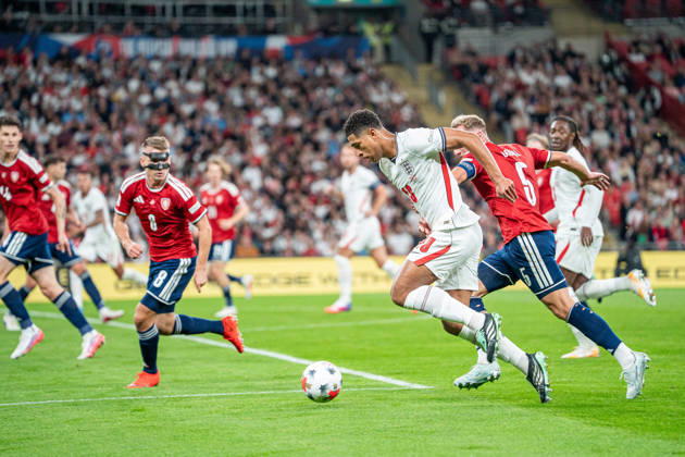 October 6, 2026, xdaymx, UEFA Nations League, England vs. Czech Republic: Jude Bellingham (England) in a one-on-one battle with Vladimir Coufal (Czech Republic), London