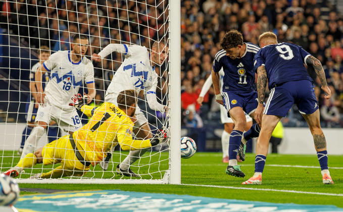 05.10.2026: Scotland v Slovenia: Ryan Christie of Scotland scores with a backheel Copyright: xWilliexVassx NINTCHDBPICT001113839880
