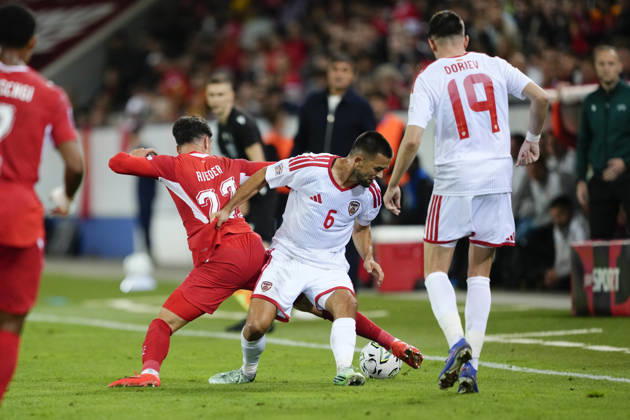 Luzern, Switzerland - October 06: Visar Musliu (6 MKD) against Fabian Rieder (22 SUI) during the UEFA Nations League match between Switzerland and North Macedonia at thermoplan arena on October 06, 2026 in Luzern, Switzerland. Copyright: xKjetilxWaberx xSPPx Sportspressphoto_SPR247239