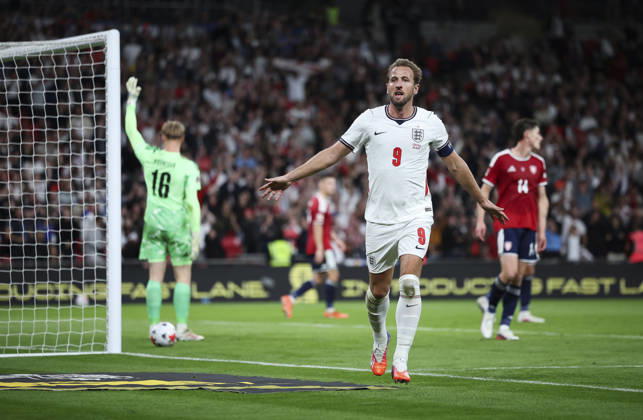 England v Czech Republic, UEFA Nations League, League A - Group 3 London, UK: England v Czech Republic, UEFA Nations League, League A - Group 3, Wembley Stadium. 6 October 2026 Photograph by Marc Aspland for The Times & The Sunday Times Harry Kane of England celebrates scoring his teams 2nd goal 2-0  Copyright: xMarcxAsplandx NINTCHDBPICT001113841808