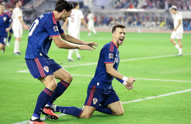 Croatia v Spain - UEFA Nations League 2026 27 Group A3 MD4 Igor Matanovic and Ivan Perisic of Croatia celebrate afte Ivan Perisic of Croatia score a goal for 1:0 during the UEFA Nations League 2026 27 group phase match between Croatia and Spain at Stadion Poljud on October 6, 2026 in Split, Croatia.  IvoxCagalj PIXSELL