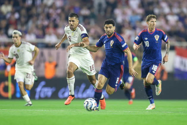 Croatia v Spain - UEFA Nations League 2026 27 Group A3 MD4 Rodrigo Hernandez of Spain and Mateo Kovacic of Croatia competes for the ball during the UEFA Nations League 2026 27 group phase match between Croatia and Spain at Stadion Poljud on October 6, 2026 in Split, Croatia. SanjinxStrukic PIXSELL
