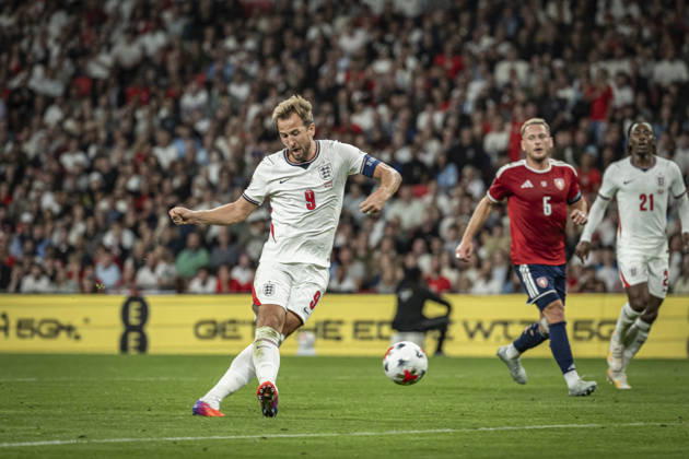RECORD DATE NOT STATED 6th October 2026; Wembley Stadium, London, England; UEFA Nations League Football, England versus Czech Republic; Harry Kane of England scores in the 40th minute to make the score 2-0 GodfreyxPitt