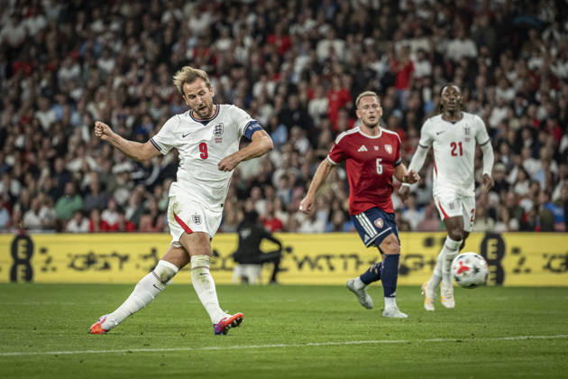 RECORD DATE NOT STATED 6th October 2026; Wembley Stadium, London, England; UEFA Nations League Football, England versus Czech Republic; Harry Kane of England scores in the 40th minute to make the score 2-0 GodfreyxPitt