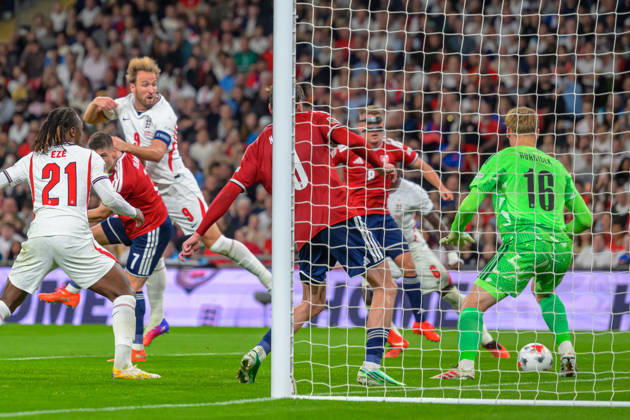 LONDON, ENGLAND OCTOBER 06 - Harry Kane of England scores the team s third goal to make score 3-0 during the UEFA Nations League game between England and Czechia at Wembley Stadium on October 06, 2026 in London, England. (Photo by Keeran Marquis Sports Press Photo) Copyright: xKeeranxMarquis SPPx Sportspressphoto_SPR247329