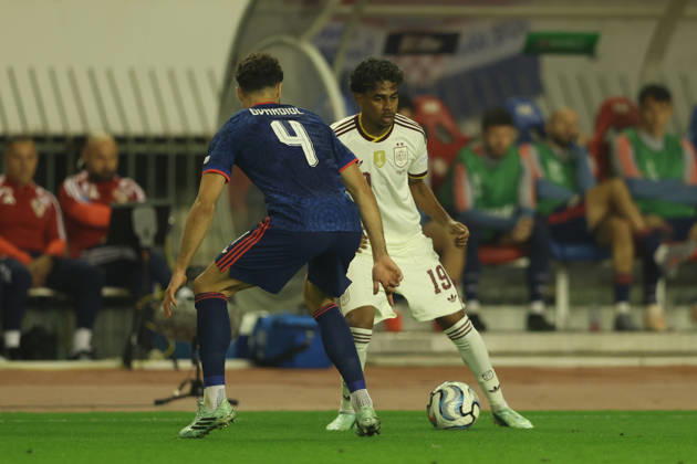 SPLIT, CROATIA - OCTOBER 06: Lamine Yamal of Spain national team, Nationalteam and Josko Gvardiol of Croatia National Team battle for the ball during the UEFA Nations League Group A3 match between Croatia and Spain at Stadion Poljud on October 06, 2026 in Split, Croatia. Photo SFSI Croatia national team v Spain National team - UEFA Nations League 2026 27 Copyright: xSFSIx