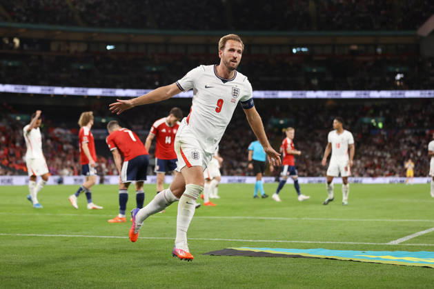 England gegen Tschechien, 6. Oktober 2026, Wembley, UEFA Nations League, England gegen Tschechien: Harry Kane aus England jubelt, nachdem er das dritte Tor für seine Mannschaft erzielt hat. Foto: Jacques Feeney, Offside, London, Großbritannien  Copyright: xJacquesxFeeneyx xOffsidexOffside