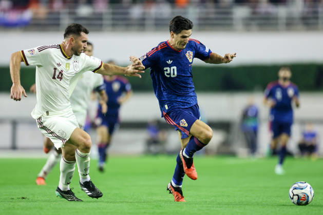 Croatia v Spain - UEFA Nations League 2026 27 Group A3 MD4 Aymeric Laporte of Spain and Igor Matanovic of Croatia competes for the ball during the UEFA Nations League 2026 27 group phase match between Croatia and Spain at Stadion Poljud on October 6, 2026 in Split, Croatia. SanjinxStrukic PIXSELL
