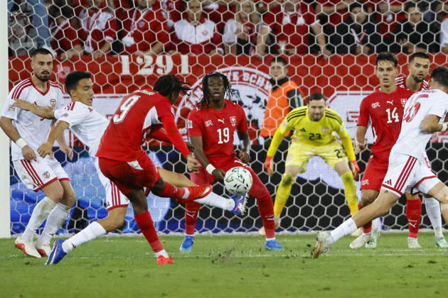 2-0 Goal for Switzerland by Johan Manzambi, Switzerland, 09, Switzerland, UEFA, Nations League, Matchday 4, Switzerland vs. North Macedonia, October 6, 2026, Lucerne Swissporarena, Switzerland Copyright: xGrantxHubbsx