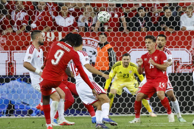 2-0 Goal for Switzerland by Johan Manzambi, Switzerland, 09, Switzerland, UEFA, Nations League, Matchday 4, Switzerland vs. North Macedonia, October 6, 2026, Lucerne Swissporarena, Switzerland Copyright: xGrantxHubbsx
