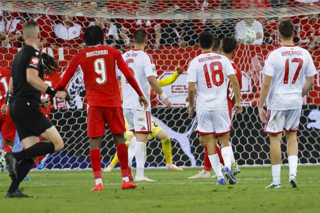2-0 Goal for Switzerland by Johan Manzambi, Switzerland, 09, Switzerland, UEFA, Nations League, Matchday 4, Switzerland vs. North Macedonia, October 6, 2026, Lucerne Swissporarena, Switzerland Copyright: xGrantxHubbsx