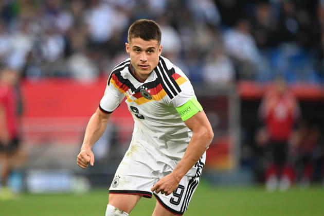 Nicolo TRESOLDI GER half-figure, half-body, single image, cropped single shot, international soccer match, U21, European Championship Qualifiers, Germany vs. Georgia 2–0 on October 6, 2026, Schüco Arena, Bielefeld, Â