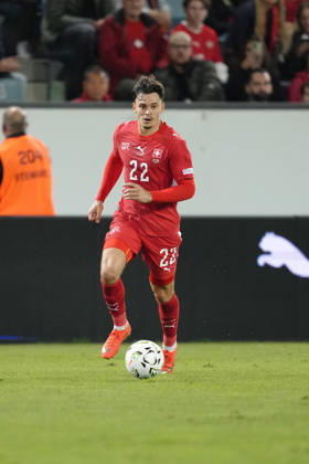 Luzern, Switzerland - October 06: Fabian Rieder (22 SUI) during the UEFA Nations League match between Switzerland and North Macedonia at thermoplan arena on October 06, 2026 in Luzern, Switzerland. Copyright: xKjetilxWaberx xSPPx Sportspressphoto_SPR247393