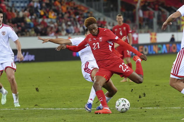 Luzern, Switzerland - October 06: Alvyn Antonio Sanches (23 SUI) shoots the ball during the UEFA Nations League match between Switzerland and North Macedonia at thermoplan arena on October 06, 2026 in Luzern, Switzerland. Copyright: xKjetilxWaberx xSPPx Sportspressphoto_SPR247400