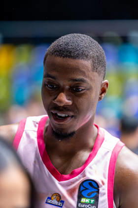 FRANKFURT AM MAIN, GERMANY - OCTOBER 6: Nahiem Alleyne (Skyliners Frankfurt, 4) after the BKT EuroCup 2026 27, match between Frankfurt Skyliners vs. BC Siauliai at Suewag Energie Arena on October 6, 2026 in Frankfurt am Main, Germany. Hessen Germany Copyright: xBEAUTIFULxSPORTS Freudensteinx