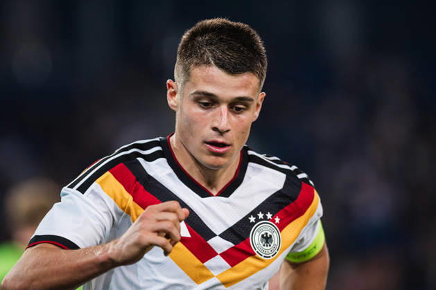 U-21 European Championship Qualifier: Germany vs. Georgia, October 6, 2026; Nicolò Tresoldi; Germany; 9; Football; U-21 European Championship Qualifier; Matchday 10: Germany vs. Georgia on October 6, 2026; Bielefeld DFB REGULATIONS PROHIBIT ANY USE OF PHOTOGRAPHS AS IMAGE SEQUENCES AND OR QUASI-VIDEO Copyright: xBEAUTIFULxSPORTS Tonhäuserx