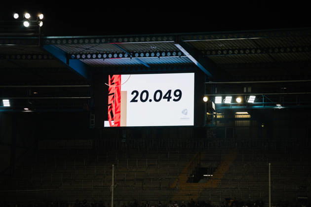 U-21 European Championship Qualifier: Germany vs. Georgia, October 6, 2026—Record Attendance, Advertisement, Attendance Record, 20,049 spectators; Soccer, U-21 European Championship Qualifier, Matchday 10: Germany vs. Georgia on October 6, 2026, Bielefeld DFB REGULATIONS PROHIBIT ANY USE OF PHOTOGRAPHS AS IMAGE SEQUENCES AND OR QUASI-VIDEO Copyright: xBEAUTIFULxSPORTS Tonhäuserx
