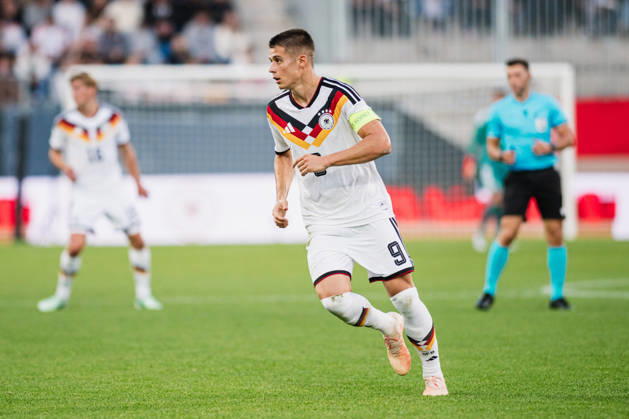 U-21 European Championship Qualifier: Germany vs. Georgia, October 6, 2026; Nicolò Tresoldi; Germany; 9; Football; U-21 European Championship Qualifier; Matchday 10: Germany vs. Georgia on October 6, 2026; Bielefeld DFB REGULATIONS PROHIBIT ANY USE OF PHOTOGRAPHS AS IMAGE SEQUENCES AND OR QUASI-VIDEO Copyright: xBEAUTIFULxSPORTS Tonhäuserx