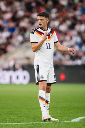 U-21 European Championship Qualifier: Germany vs. Georgia, October 6, 2026, Dženan Pejcinovic, Germany, 11, Football Cutout, U-21 European Championship Qualifier, Matchday 10: Germany vs. Georgia on October 6, 2026, Bielefeld DFB REGULATIONS PROHIBIT ANY USE OF PHOTOGRAPHS AS IMAGE SEQUENCES AND OR QUASI-VIDEO Copyright: xBEAUTIFULxSPORTS Tonhäuserx