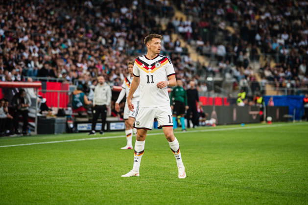 U-21 European Championship Qualifier: Germany vs. Georgia, October 6, 2026; Cutout, Dženan Pejcinovic, Germany, 11; Soccer; U-21 European Championship Qualifier; Matchday 10: Germany vs. Georgia on October 6, 2026; Bielefeld DFB REGULATIONS PROHIBIT ANY USE OF PHOTOGRAPHS AS IMAGE SEQUENCES AND OR QUASI-VIDEO Copyright: xBEAUTIFULxSPORTS Tonhäuserx