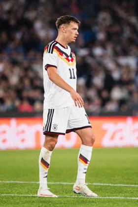 U-21 European Championship Qualifier: Germany vs. Georgia, October 6, 2026, Dženan Pejcinovic, Germany, 11, Football Cutout, U-21 European Championship Qualifier, Matchday 10: Germany vs. Georgia on October 6, 2026, Bielefeld DFB REGULATIONS PROHIBIT ANY USE OF PHOTOGRAPHS AS IMAGE SEQUENCES AND OR QUASI-VIDEO Copyright: xBEAUTIFULxSPORTS Tonhäuserx