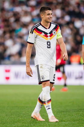 U-21 European Championship Qualifier: Germany vs. Georgia, October 6, 2026; Nicolò Tresoldi; Germany; 9; Football; U-21 European Championship Qualifier; Matchday 10: Germany vs. Georgia on October 6, 2026; Bielefeld DFB REGULATIONS PROHIBIT ANY USE OF PHOTOGRAPHS AS IMAGE SEQUENCES AND OR QUASI-VIDEO Copyright: xBEAUTIFULxSPORTS Tonhäuserx