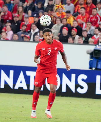 October 6, 2026, Lucerne, Switzerland, Thermoplan Arena, Men s Soccer, 2026–2027 Season, Nations League, Switzerland vs. North Macedonia, 3–0, Photo by Sascha Britschgi (SUI), Action: Tackle