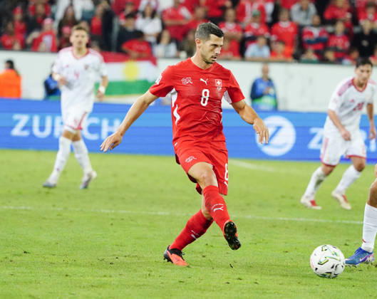 October 6, 2026, Lucerne, Switzerland, Thermoplan Arena, Men s Soccer, 2026–2027 Season, Nations League, Switzerland vs. North Macedonia, 3–0, Photo by Remo Freuler (SUI), Action: Tackle