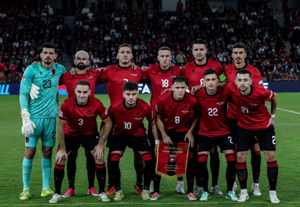 Albania vs San Marino UEFA Nations League 2026-2027 Group C1 Albanian team line up, Mannschaftsbild, Totale prior to the UEFA Nations League 2026-2027 group phase match between Albania and San Marino in Tirana, Albania on October 6, 2026 Tirana Albania  Copyright: xArmandoxBabanix