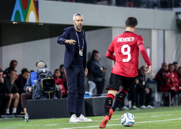 Albania vs San Marino UEFA Nations League 2026-2027 Group C1 Head coach Roberto Cevoli of San Marino reacts during the UEFA Nations League 2026-2027 group phase match between Albania and San Marino in Tirana, Albania on October 6, 2026 Tirana Albania  Copyright: xArmandoxBabanix