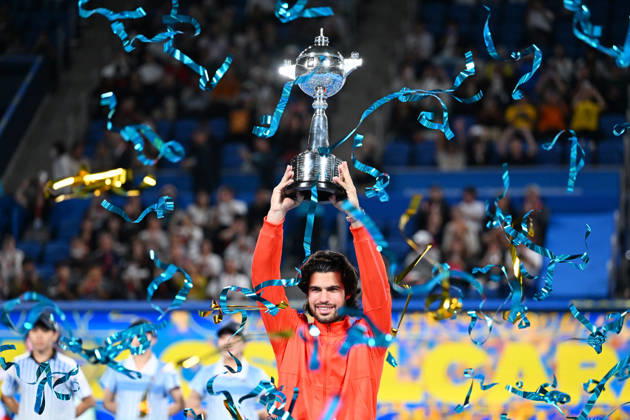 Carlos ALCARAZ (ESP), OCTOBER 6, 2026 - Tennis : Kinoshita Group Japan Open Tennis Championships 2026 Men s Singles award ceremony at Ariake Coliseum, Tokyo, Japan. Noxthirdxpartyxsales  aflo_353764475 KenjiroxMatsuox