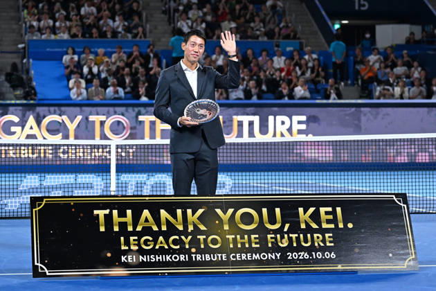 Kei Nishikori, OCTOBER 6, 2026 - Tennis : Kinoshita Group Japan Open Tennis Championships 2026 Kei Nishikori Tribute Ceremony at Ariake Coliseum, Tokyo, Japan. Noxthirdxpartyxsales aflo_353764881 KenjiroxMatsuox