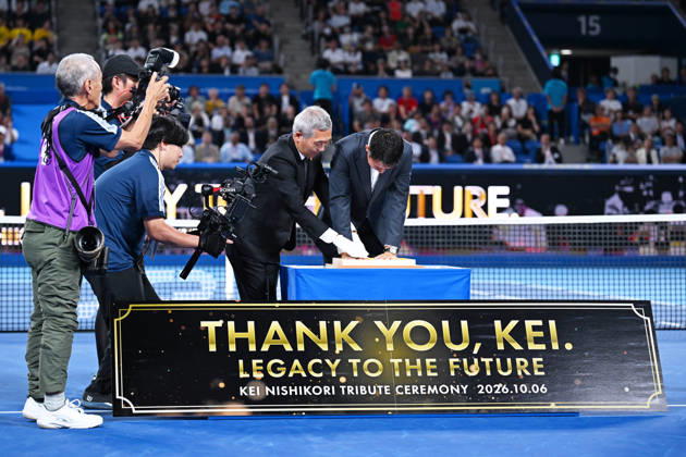 Kei Nishikori, OCTOBER 6, 2026 - Tennis : Kinoshita Group Japan Open Tennis Championships 2026 Kei Nishikori Tribute Ceremony at Ariake Coliseum, Tokyo, Japan. Noxthirdxpartyxsales aflo_353764884 KenjiroxMatsuox