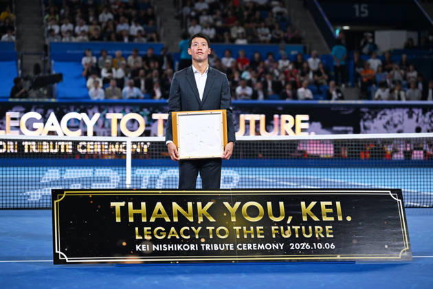 Kei Nishikori, OCTOBER 6, 2026 - Tennis : Kinoshita Group Japan Open Tennis Championships 2026 Kei Nishikori Tribute Ceremony at Ariake Coliseum, Tokyo, Japan. Noxthirdxpartyxsales aflo_353764886 KenjiroxMatsuox