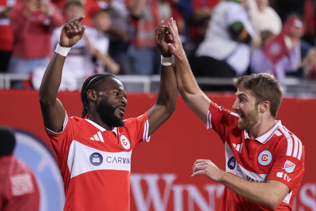 CHICAGO, USA - October 6: Jonathan Bamba (19 Chicago Fire FC) celebrates scoring the first goal during the Major League Soccer game between Chicago Fire FC and Vancouver Whitecaps FC at Soldier Field on Tuesday October 6 in Chicago, USA Copyright: xShainaxBenhiyoun SPPx Sportspressphoto_SPR247824