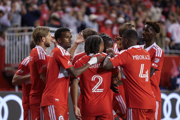CHICAGO, USA - October 6: Chicago Fire FC players celebrates the goal during the Major League Soccer game between Chicago Fire FC and Vancouver Whitecaps FC at Soldier Field on Tuesday October 6 in Chicago, USA Copyright: xShainaxBenhiyoun SPPx Sportspressphoto_SPR247826