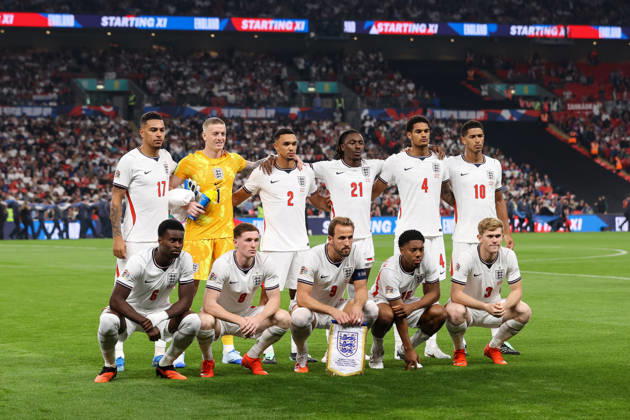 England gegen Tschechien, 6. Oktober 2026, London – UEFA Nations League: England gegen Tschechien. Die englischen Spieler posieren für ein Mannschaftsfoto. Foto: Jacques Feeney, Offside, London, Großbritannien Copyright: xJacquesxFeeneyx xOffsidexOffside