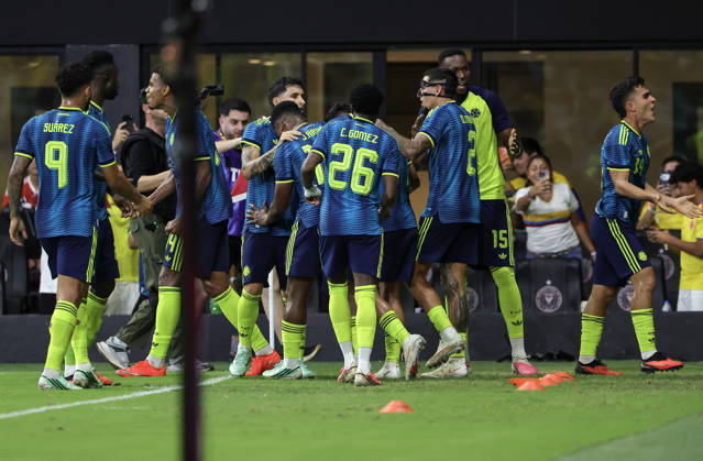 International soccer friendly - Colombia vs. Peru Team Colombia celebrate their goal during the international soccer friendly between Colombia and Peru at Nu Stadium in Miami, Florida, USA, 06 October 2026. MIAMI FLORIDA United States Copyright: xCRISTOBALxHERRERA-ULASHKEVICHx