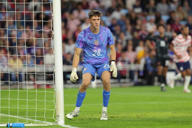 SAINT PAUL, MN - OCTOBER 06: United States Brian Schwake (28) looks on during the second half of the men™s friendly match between the U.S. national team, Nationalteam and Canada™s national team on October 6th, 2026, at Allianz Field in Saint Paul, MN. (Photo by Bailey Hillesheim Icon Sportswire) SOCCER: OCT 06 USA vs Canada EDITORIAL USE ONLY Icon20261006015
