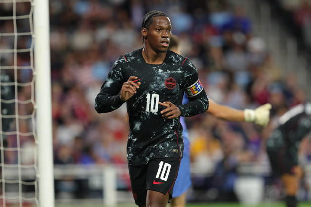 SAINT PAUL, MN - OCTOBER 06: Canada™s Jonathan David (10) looks on during the second half of the men™s friendly match between the U.S. national team, Nationalteam and Canada™s national team on October 6th, 2026, at Allianz Field in Saint Paul, MN. (Photo by Bailey Hillesheim Icon Sportswire) SOCCER: OCT 06 USA vs Canada EDITORIAL USE ONLY Icon20261006016