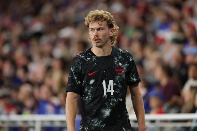 SAINT PAUL, MN - OCTOBER 06: Canada™s Jacob Shaffelburg (14) looks on during the second half of the men™s friendly match between the U.S. national team, Nationalteam and Canada™s national team on October 6th, 2026, at Allianz Field in Saint Paul, MN. (Photo by Bailey Hillesheim Icon Sportswire) SOCCER: OCT 06 USA vs Canada EDITORIAL USE ONLY Icon20261006018