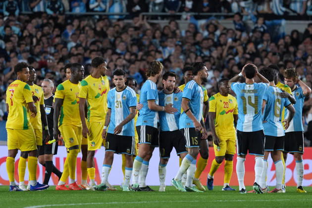 Messi bade farewell to Argentina in the friendly match against Benin BUENOS AIRES, ARGENTINA - OCTOBER 6: Argentine football legend and national team, Nationalteam captain Lionel Messi (10) celebrates with teammates at the end of the his farewell match in front of over 80,000 spectators at the Monumental Stadium, in Buenos Aires, Argentina on October 6, 2026. Argentine football star Lionel Messi played his final international match, Länderspiel, Nationalmannschaft in the friendly game between Argentina and Benin. The 39-year-old walk onto the stadium pitch for the final time in the sky-blue and white jersey, entering his farewell as Argentina s record appearance-maker and leading scorer with 207 caps and 125 goals. Luciano Gonzalez Anadolu Buenos Aires Argentina. Editorial use only. Please get in touch for any other usage.  Copyright: x2026xAnadoluxLucianoxGonzalezx