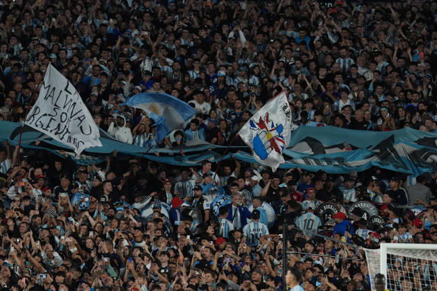 Messi bade farewell to Argentina in the friendly match against Benin BUENOS AIRES, ARGENTINA - OCTOBER 6: Argentina fans show their support as Argentine football legend and national team, Nationalteam captain Lionel Messi goodbye to the crowd during his farewell match in front of over 80,000 spectators at the Monumental Stadium, in Buenos Aires, Argentina on October 6, 2026. Argentine football star Lionel Messi played his final international match, Länderspiel, Nationalmannschaft in the friendly game between Argentina and Benin. The 39-year-old walk onto the stadium pitch for the final time in the sky-blue and white jersey, entering his farewell as Argentina s record appearance-maker and leading scorer with 207 caps and 125 goals. Luciano Gonzalez Anadolu Buenos Aires Argentina. Editorial use only. Please get in touch for any other usage.  Copyright: x2026xAnadoluxLucianoxGonzalezx