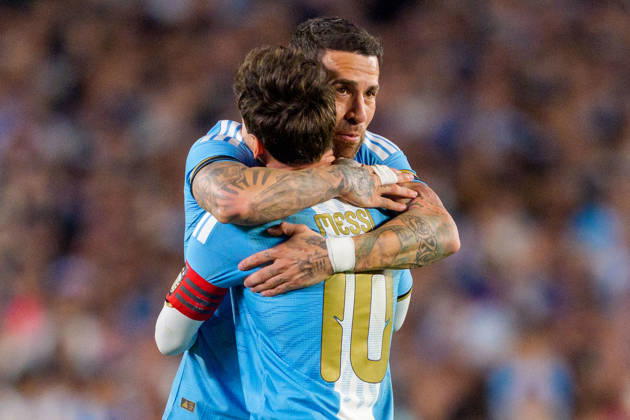 Benin v Argentina BUENOS AIRES, ARGENTINA - OCTOBER 6: Nicolas Otamendi 19 and Lionel Messi 10 of Argentina celebrate their last match during a game between Benin and Argentina at Estadio Monumental on October 6, 2026 in Buenos Aires, Argentina Buenos Aires Estadio Monumental Argentina Copyright: xAndrewxJ.xClark ISIxPhotosx 9950