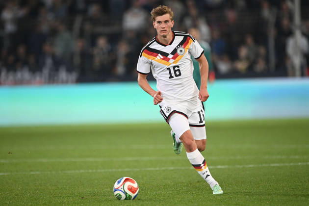 Alyosha KEMLEIN GER Play, Individual Play, Soccer International Match, U21, European Championship Qualifier, Germany vs. Georgia 2–0 on October 6, 2026, Schüco Arena, Bielefeld, Â