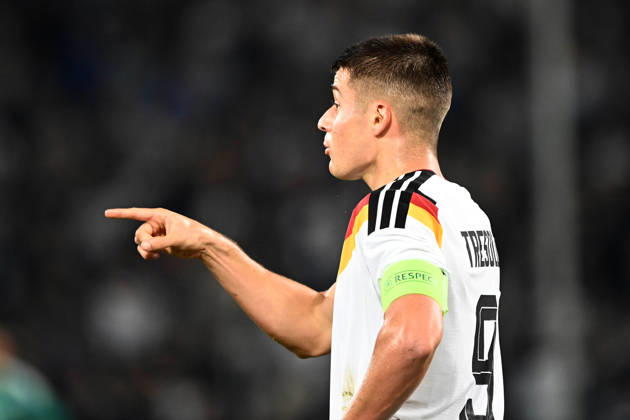 Nicolo TRESOLDI GER half-figure, half-body, single image, cropped single subject, gestures, gesturing, soccer international match, U21, European Championship Qualifiers, Germany vs. Georgia 2–0 on October 6, 2026, Schüco Arena, Bielefeld, Â