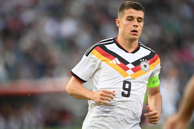 Nicolo TRESOLDI GER half-figure, half-body, single image, cropped single shot, international soccer match, U21, European Championship Qualifiers, Germany vs. Georgia 2–0 on October 6, 2026, Schüco Arena, Bielefeld, Â